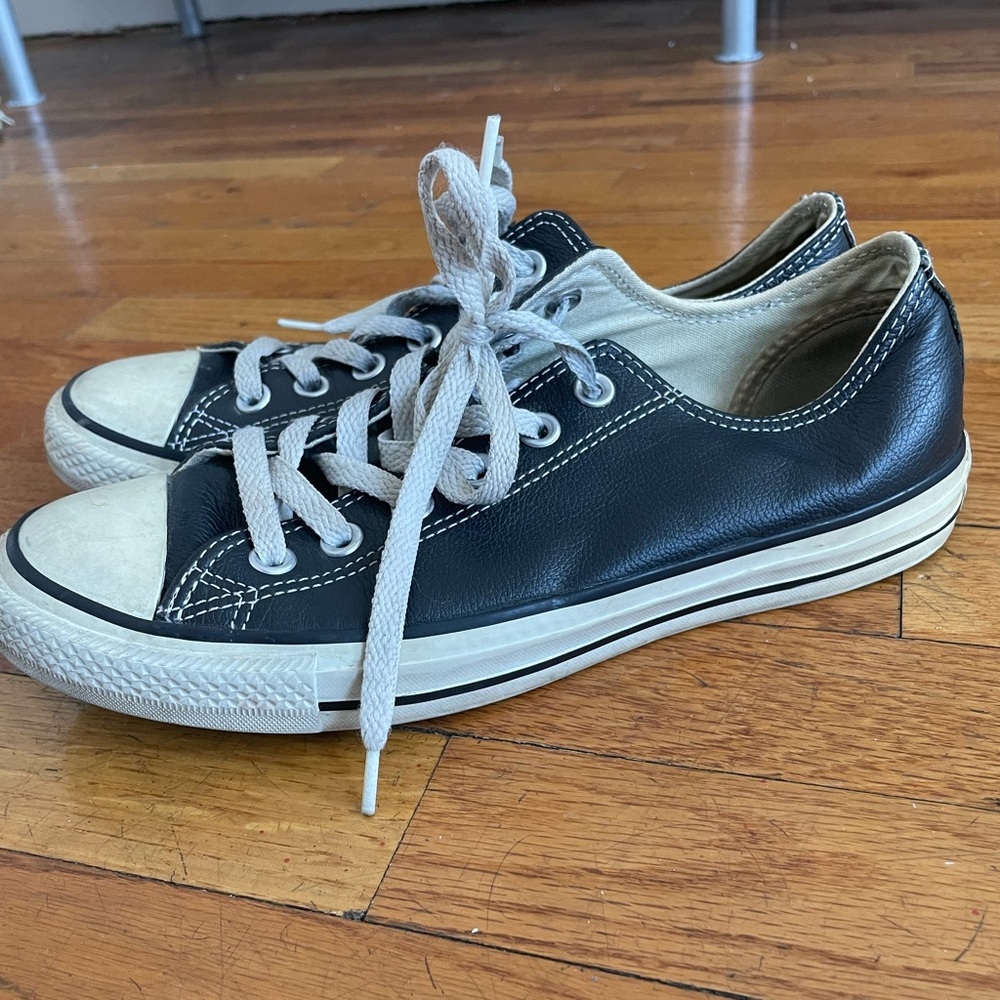 Black leather Converse sneakers